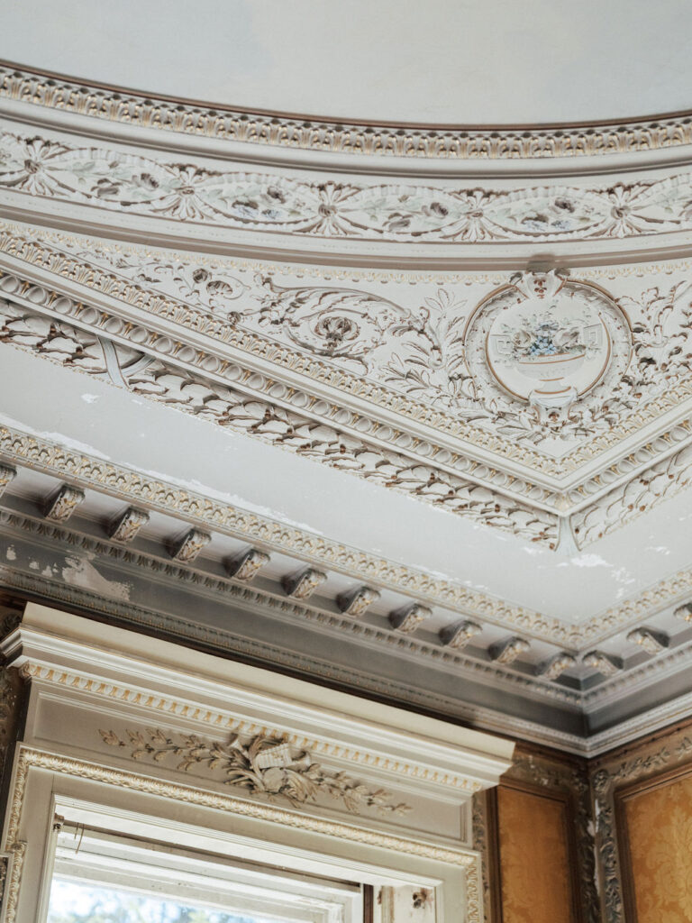 decorative molding on ceiling in mansion